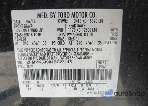 2018 Ford Edge Sel z USA, uszkodzony, nr VIN 2FMPK3J98JBC23115